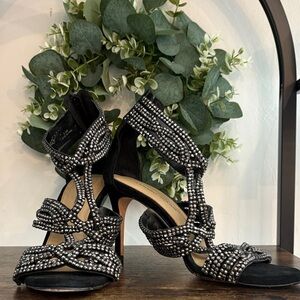 ANTONIO MELANI Black Rhinestone Heels